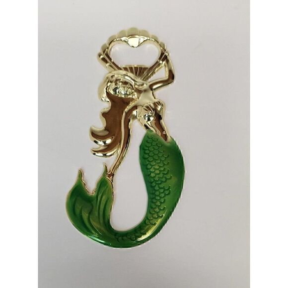 Blush Other - 𝅺Gold Metal & Green Enamel Mermaid Bottle Opener by Blush